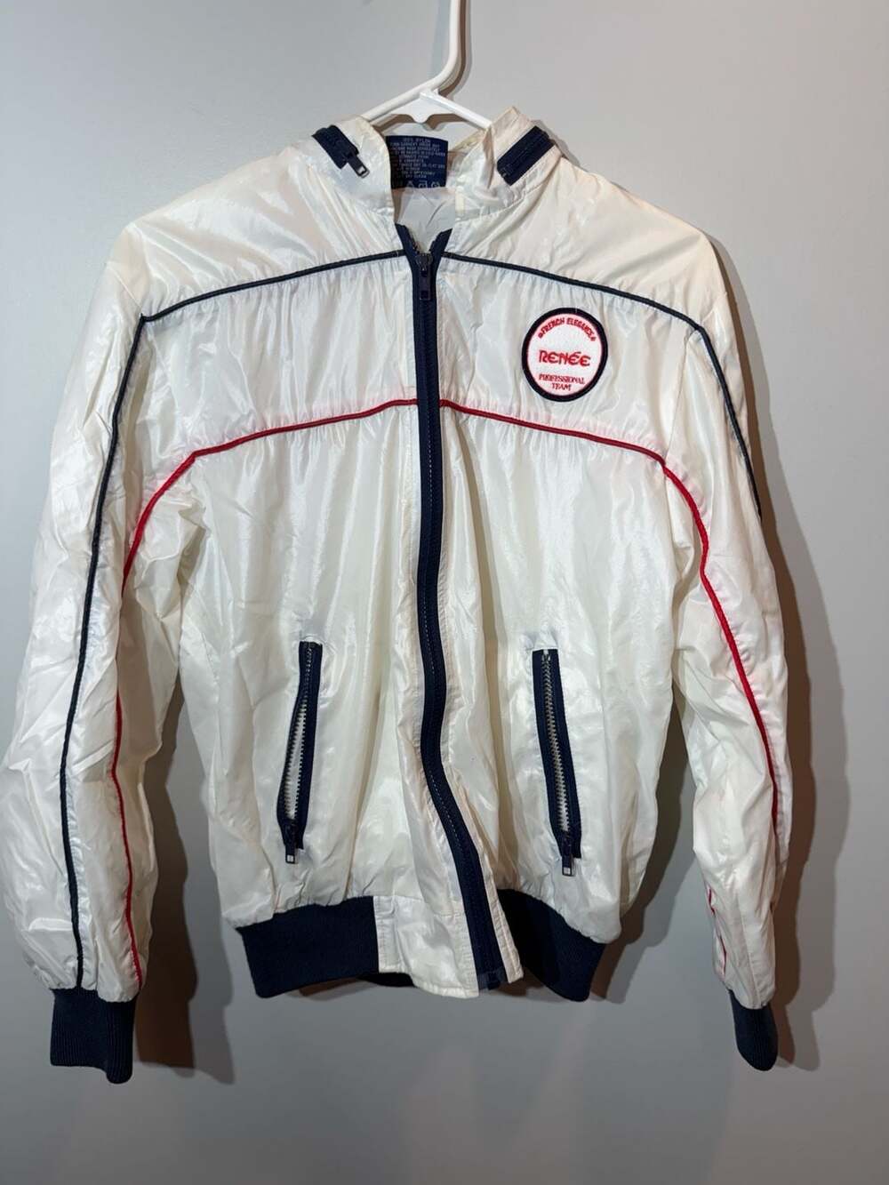 Vintage Renee Action Wear White Racing Jacket French Elegance Professional Team